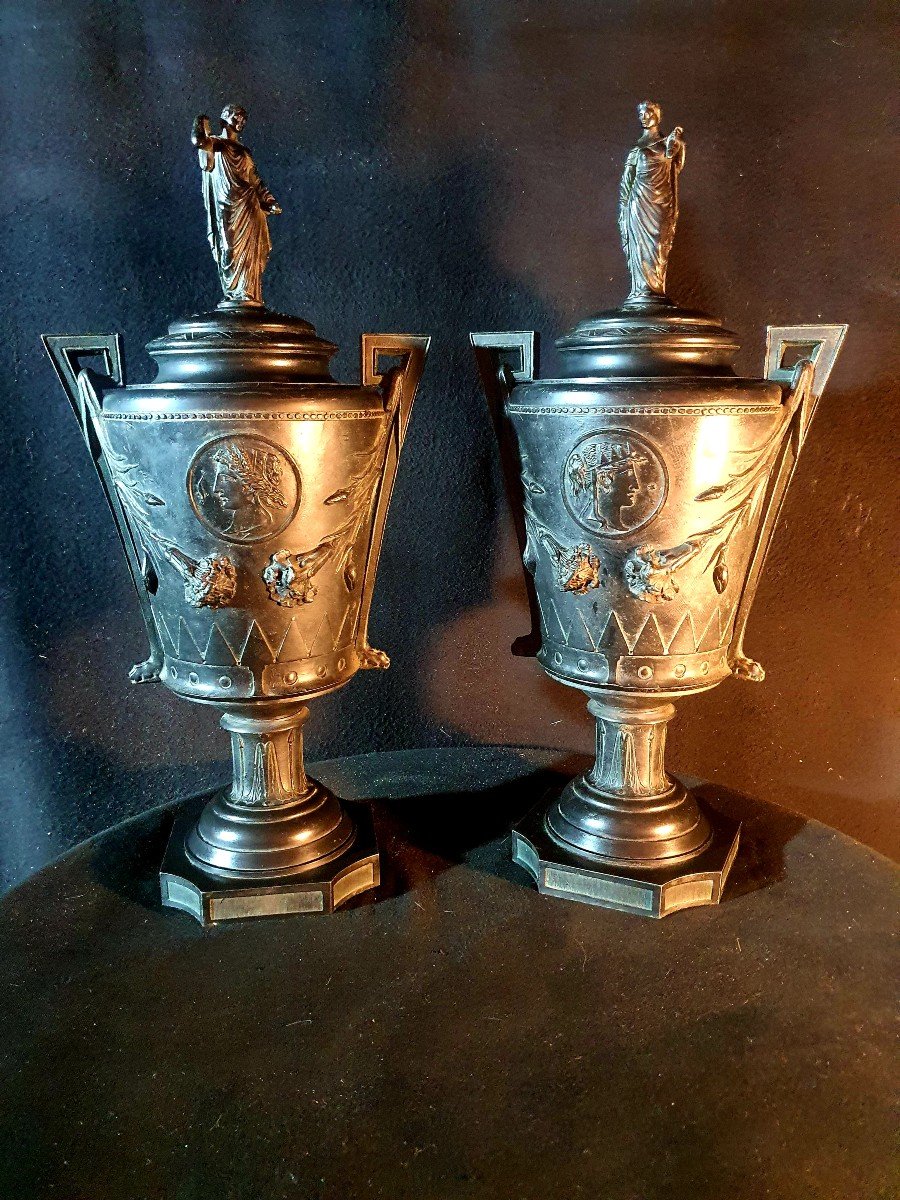 Pair Of Cassolettes, Antique Urns, Neo Classics.