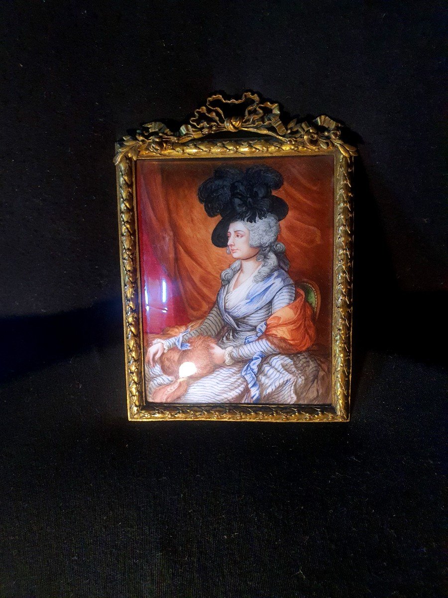 Tableau Miniature Porcelaine Style XVIII, Louis XVI. -photo-2