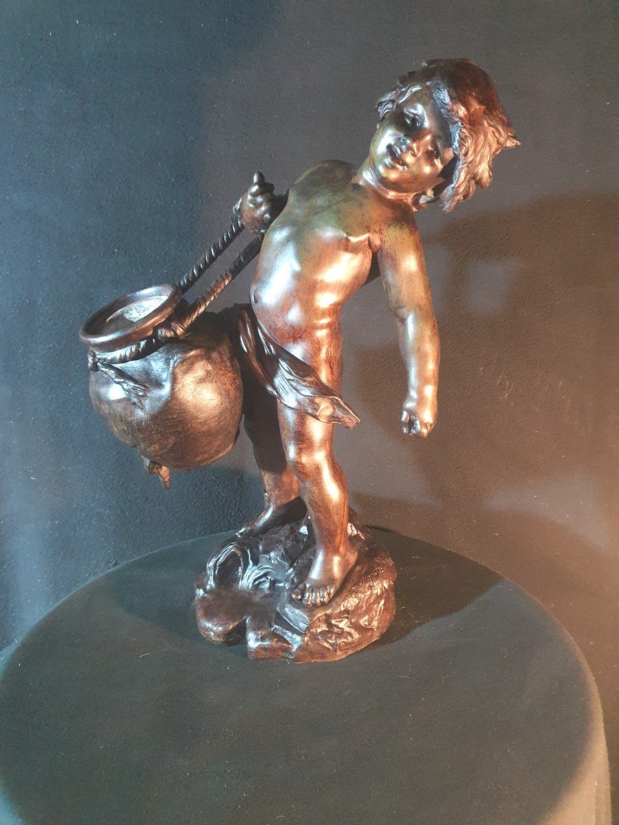 Sculpture Enfant à La Cruche Auguste Moreau. 