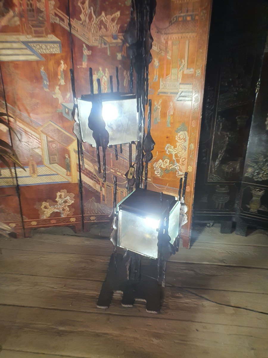 Vintage Brutalist Floor Lamp Naturalist Decor.-photo-4