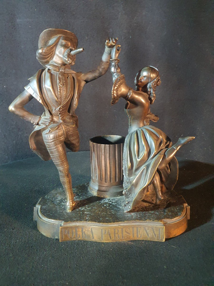 Sculpture Bronze Groupe Danseurs ,Pyrogène. Objet Tabac.-photo-5