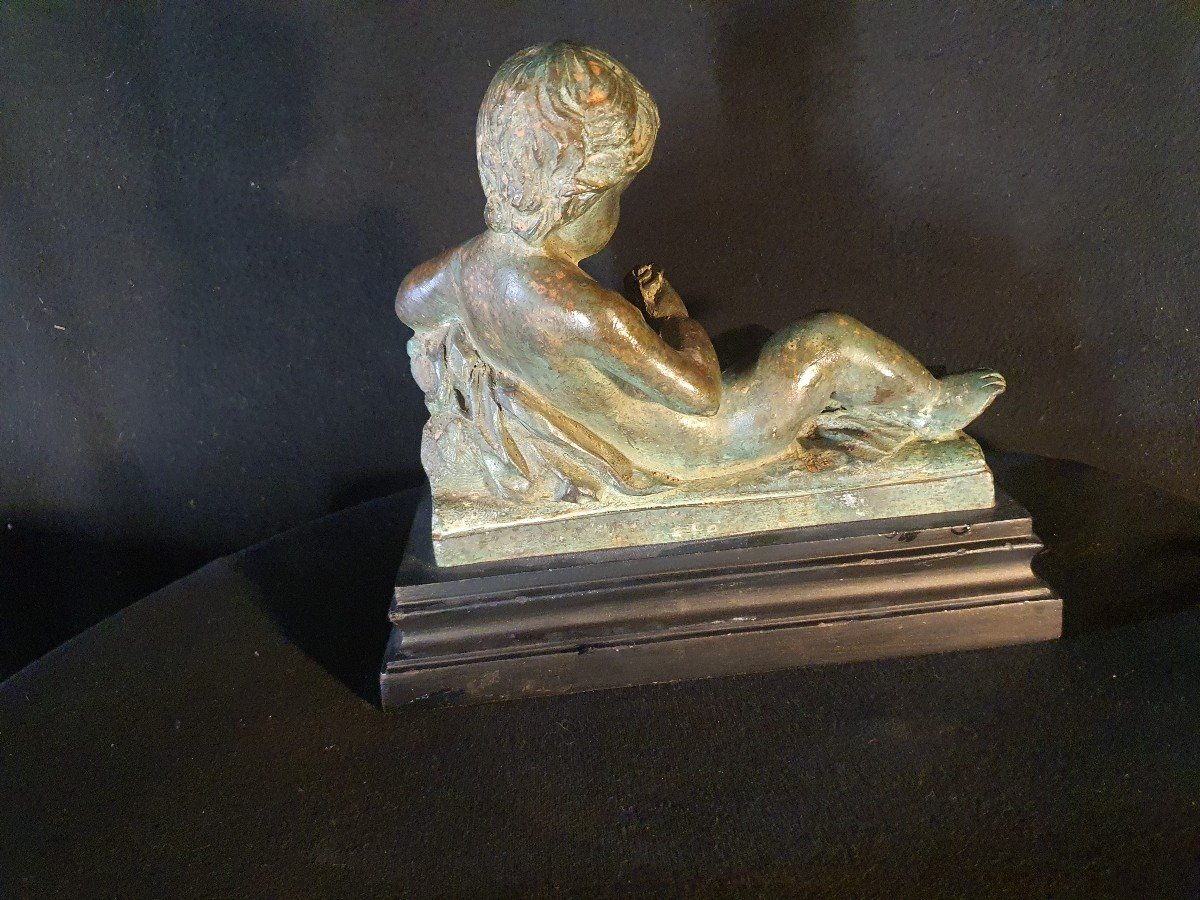 Bronze Sculpture Young Love, Picturesque 19th Century.-photo-4