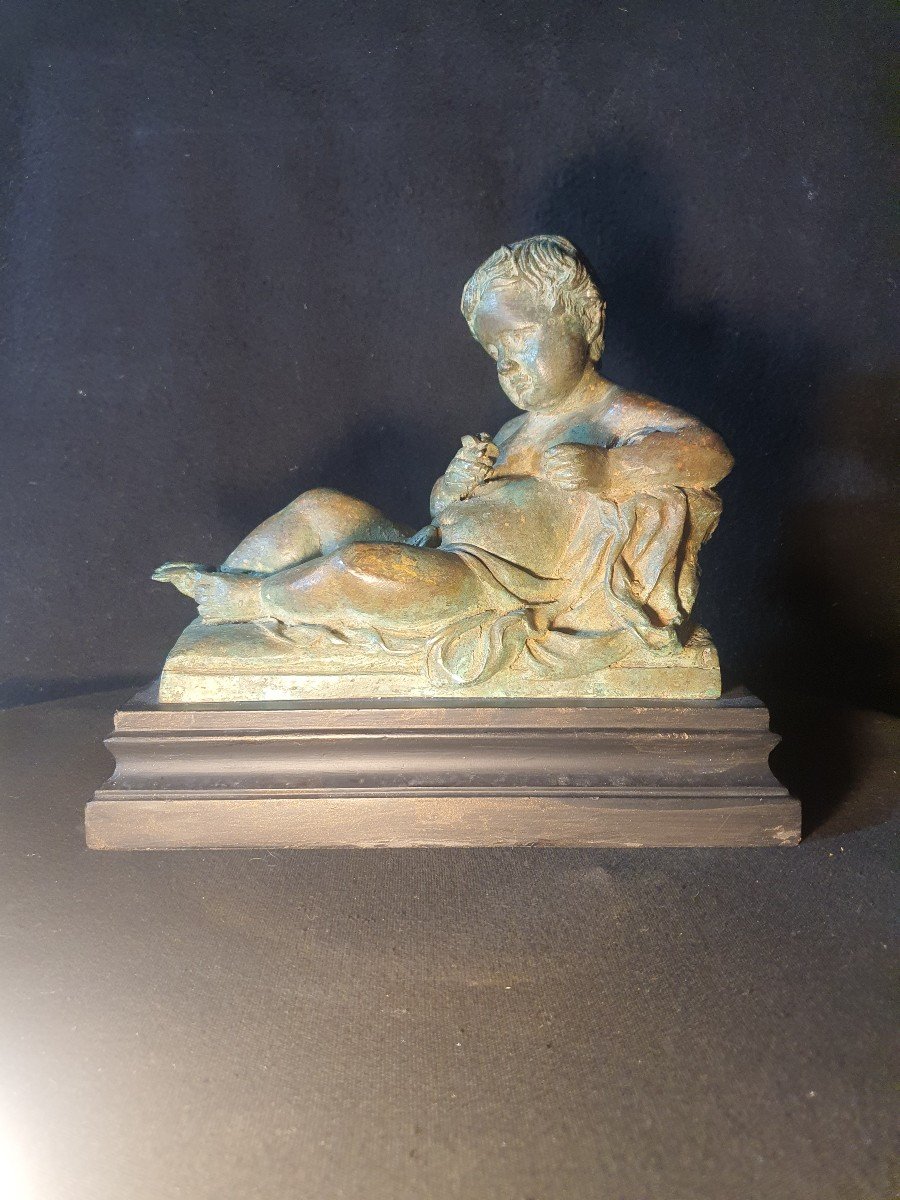 Bronze Sculpture Young Love, Picturesque 19th Century.-photo-2