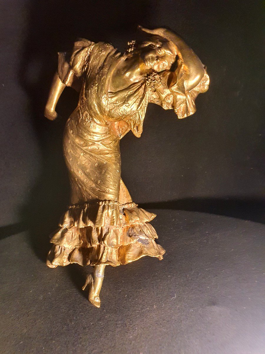 Spanish School Bronze Sculpture Flamenco Dancer Luis De Perinat.