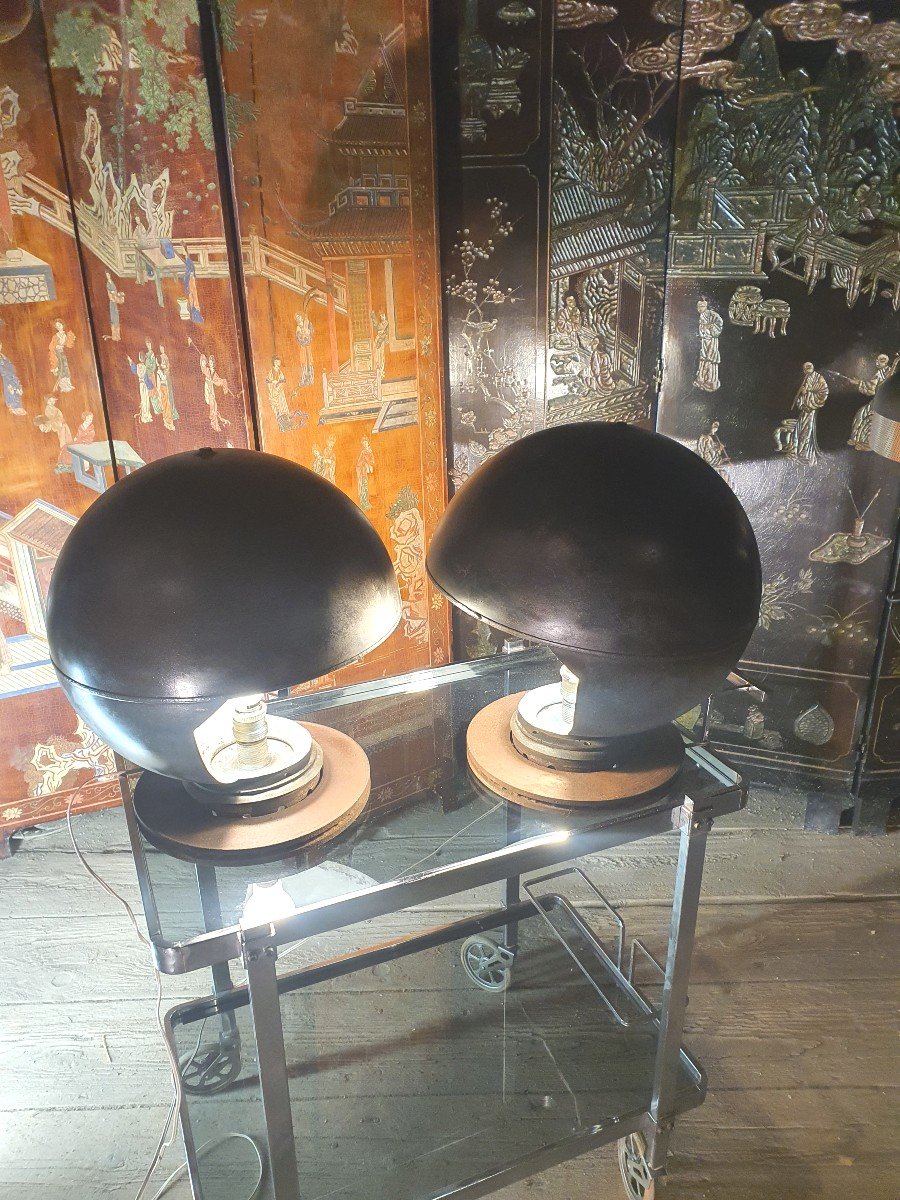 Pair Of Vintage Ball Lamps, Bauhaus Spirit.