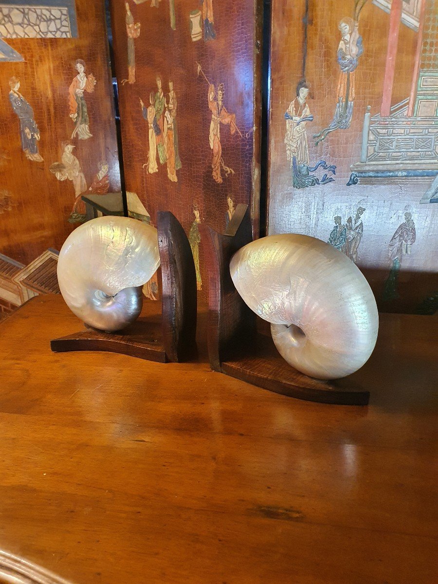 Pair Of Art Deco Shell Bookends.-photo-2