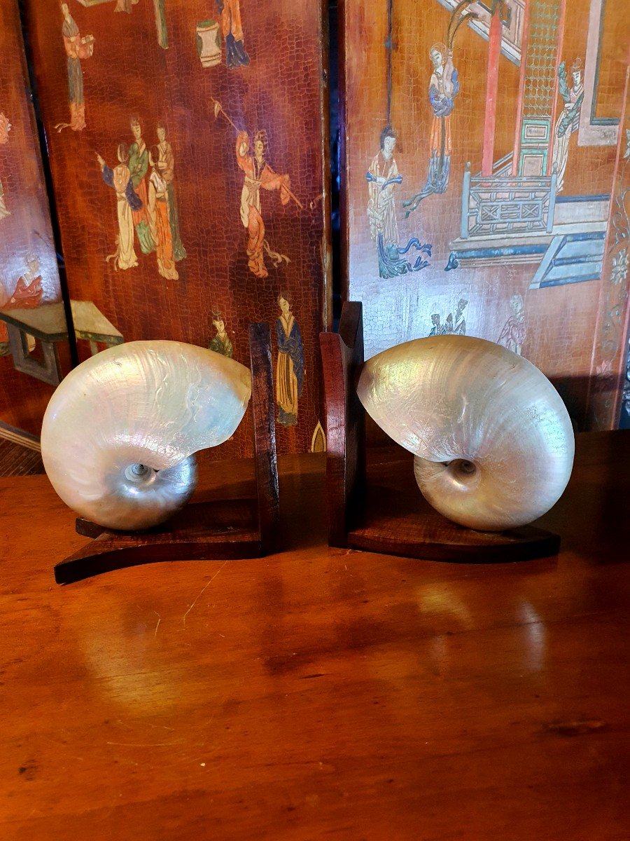 Pair Of Art Deco Shell Bookends.-photo-2