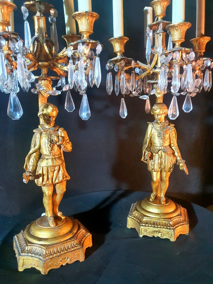 Pair Of Candelabra Characters Gentlemen XIX Century. -photo-4