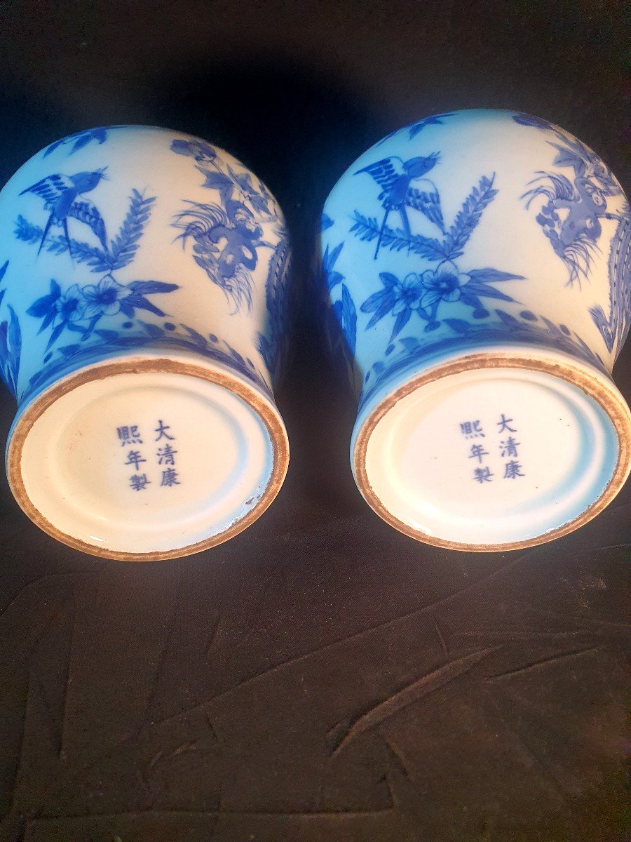 Pair Of Chinese Blue And White Kangxi Style Vases.-photo-1