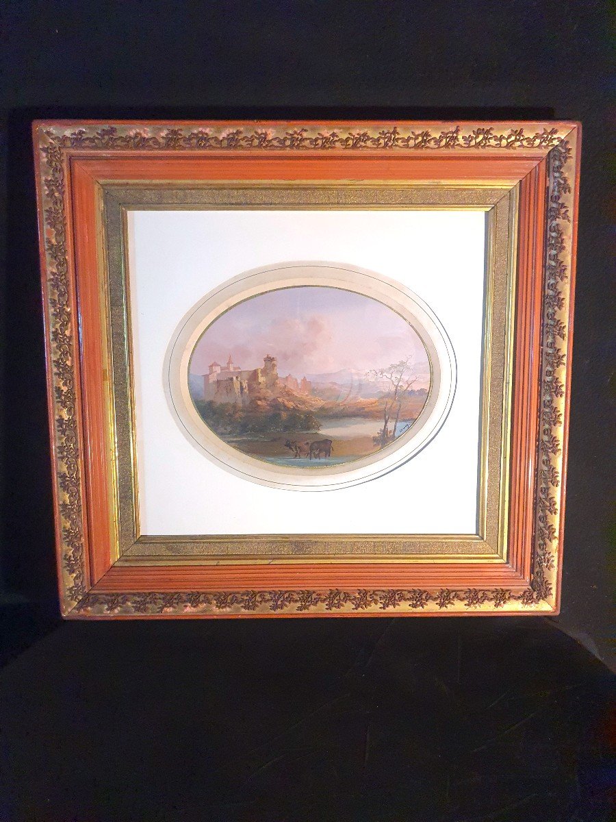 Romantic Painting 19th Century Signed Cousy.