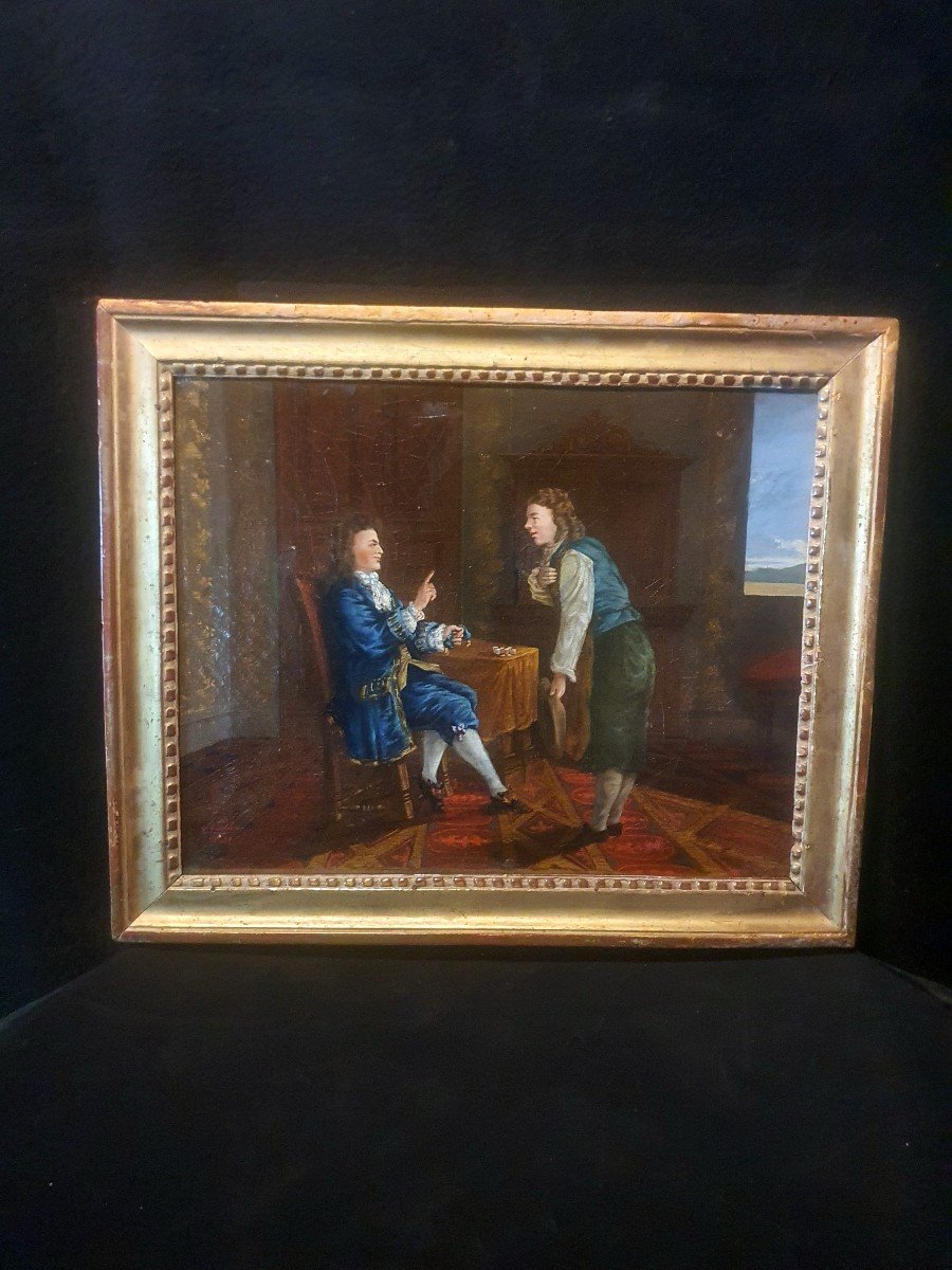 Tableau XVIII Siècle, Scène De Genre Le Paiement De La Dette Ou Dot.-photo-2