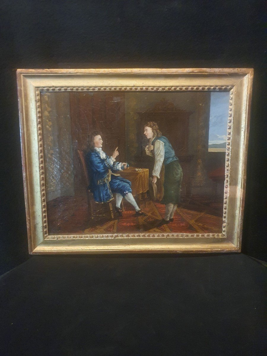 Tableau XVIII Siècle, Scène De Genre Le Paiement De La Dette Ou Dot.-photo-3