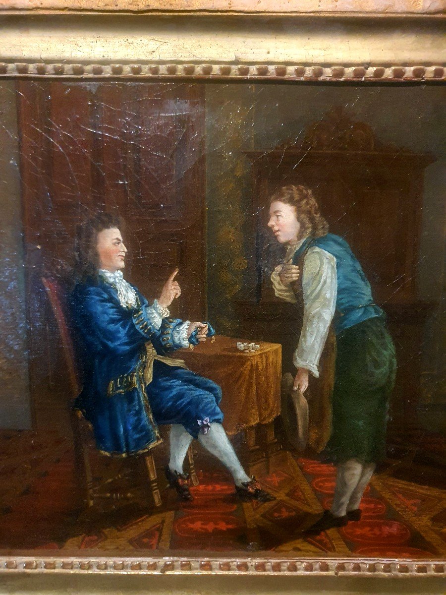 Tableau XVIII Siècle, Scène De Genre Le Paiement De La Dette Ou Dot.-photo-4