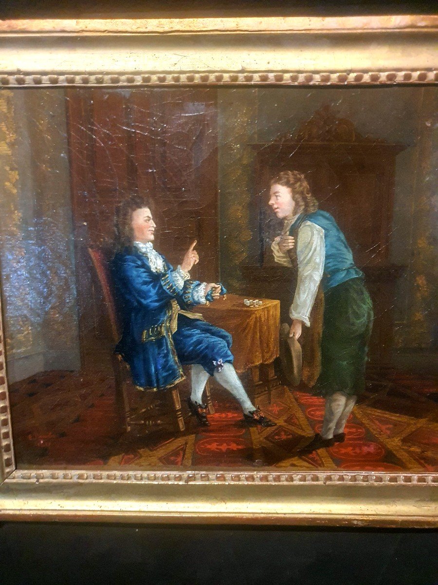 Tableau XVIII Siècle, Scène De Genre Le Paiement De La Dette Ou Dot.-photo-1