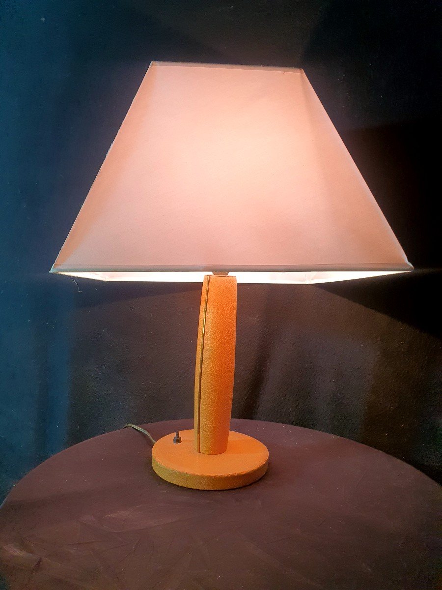 Lampe Bureau Cuir Esprit Hermes J Adnet.-photo-2