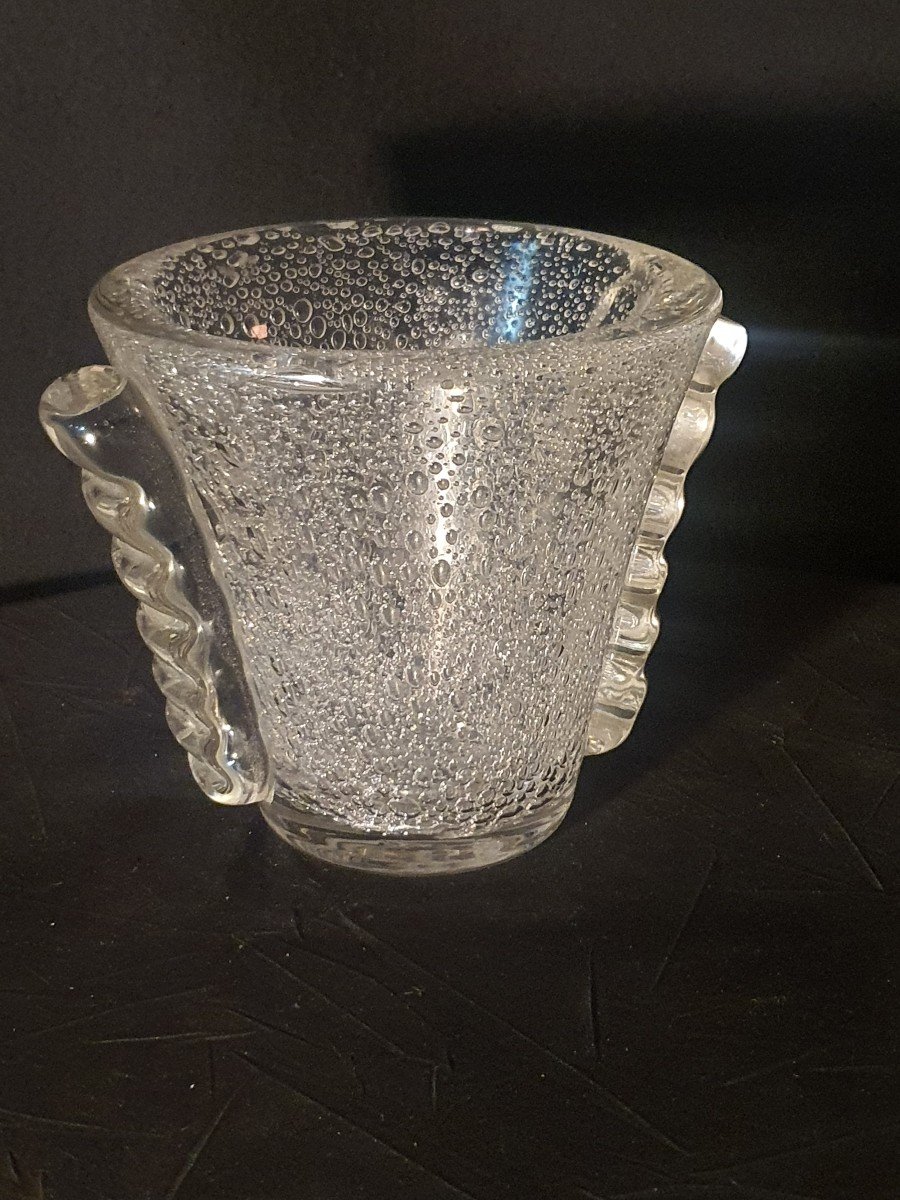 Daum Art Deco Bullé Crystal Vase.-photo-4
