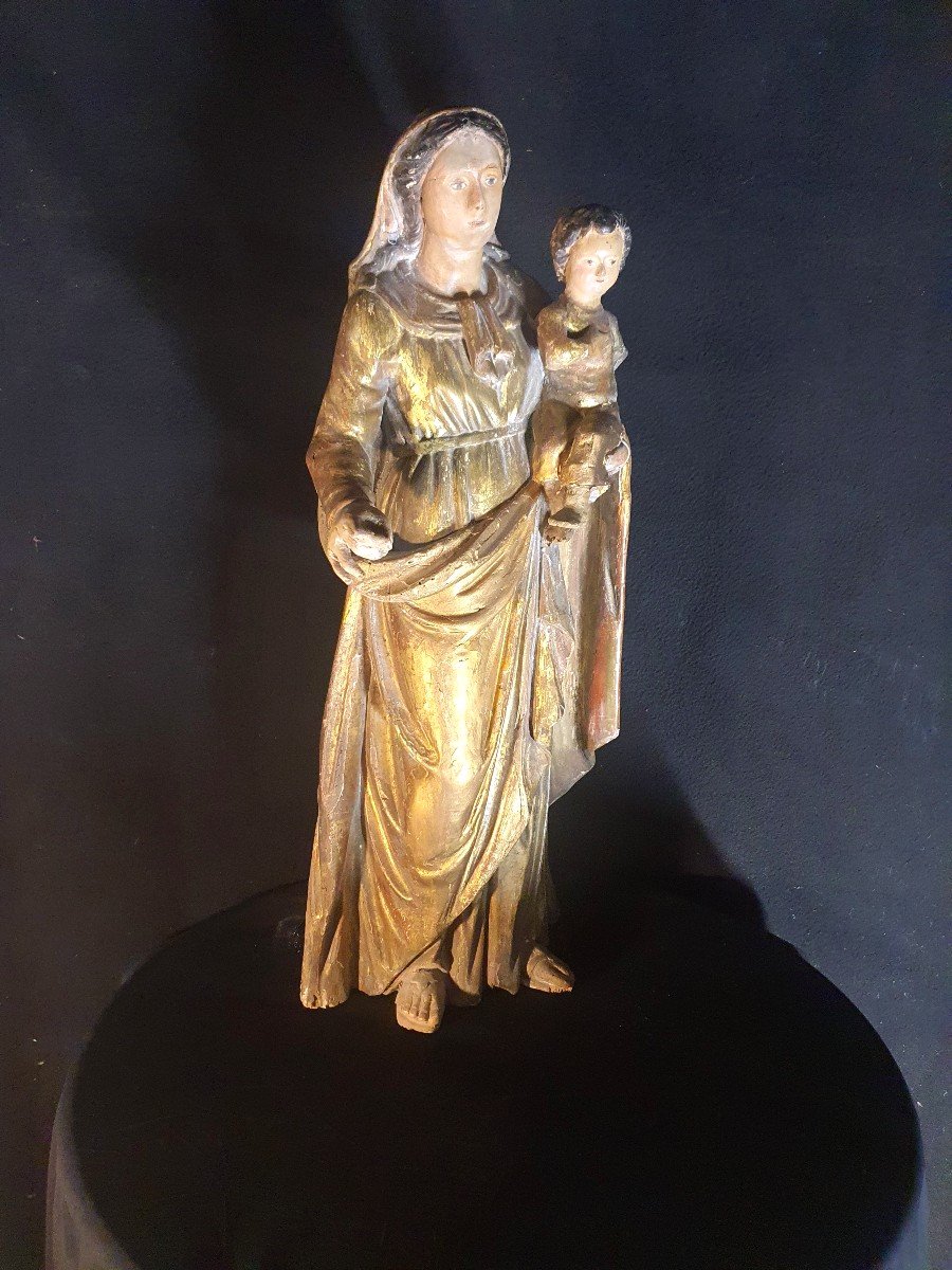 Gilded Wood Sculpture Virgin And Child Provence Languedoc XVIII. 