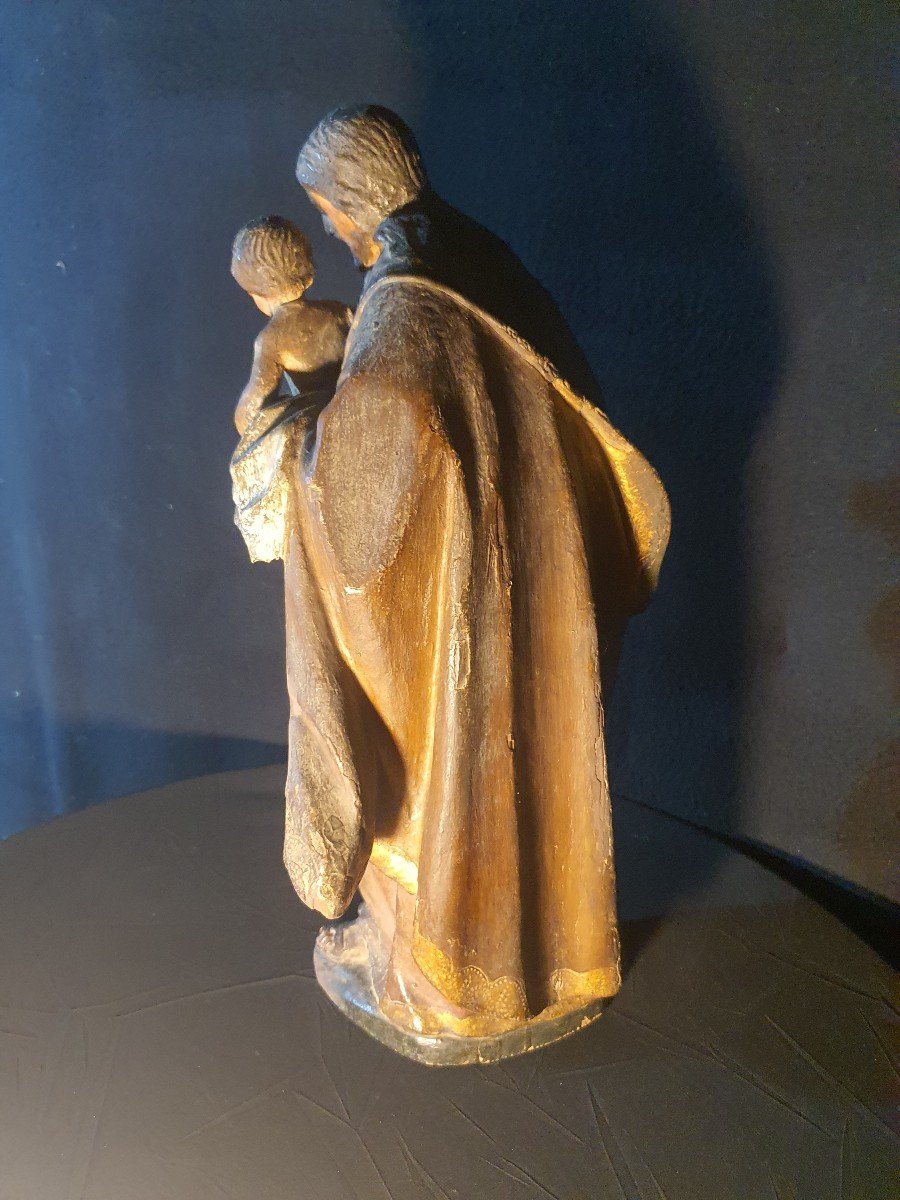 Sculpture XVII XVIII Century Saint Joseph Child Jesus. -photo-4