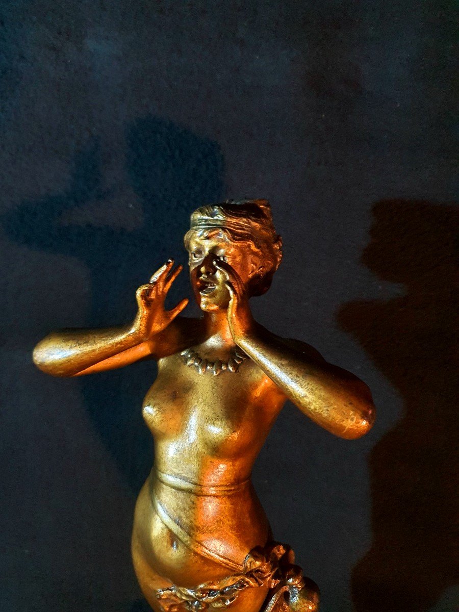 Sculpture Bronze Féminin Ho Hé , Grevin Et Beer.-photo-1