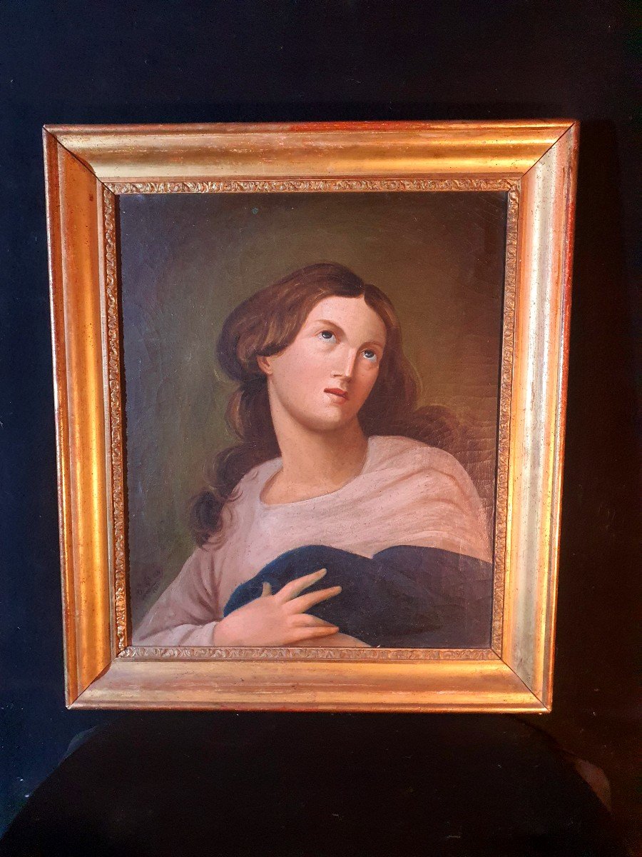 Tableau Hst Portrait Jeune Femme  ,sainte Madeleine. 