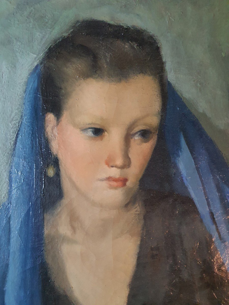 Portrait Of A Young Woman, Spirit Of Lionel Ellis, Picasso School.-photo-2