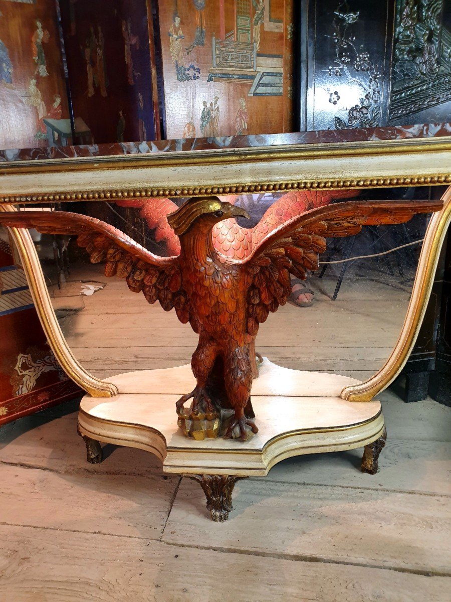 Regency Revival Console With Eagle Jasper Marble. -photo-2