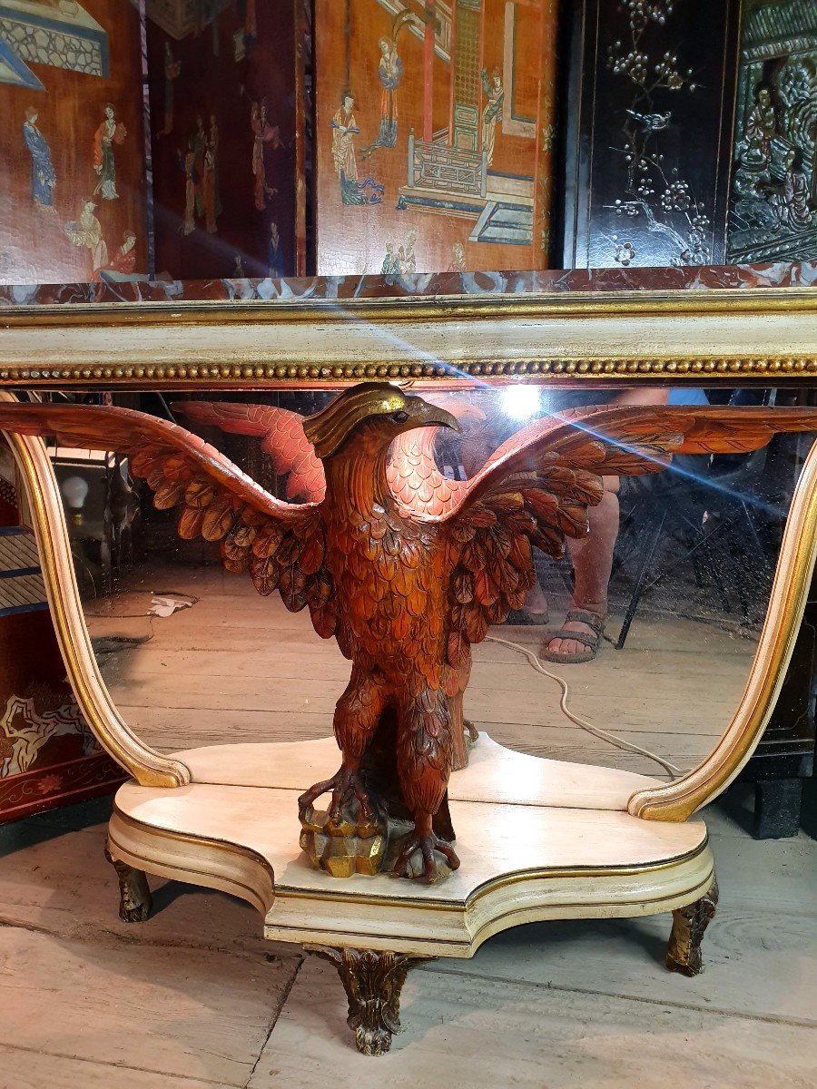 Regency Revival Console With Eagle Jasper Marble. -photo-3