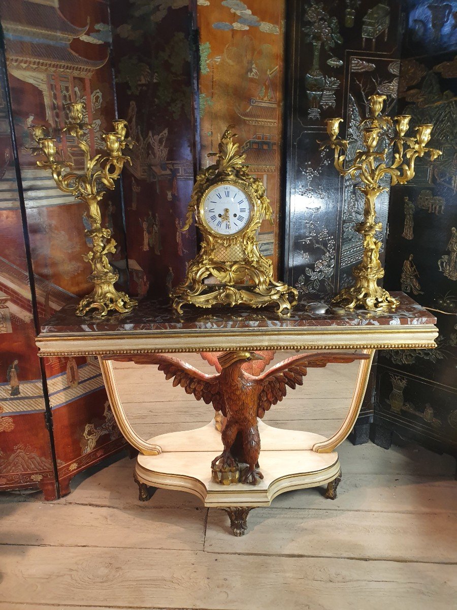 Regency Revival Console With Eagle Jasper Marble. -photo-3