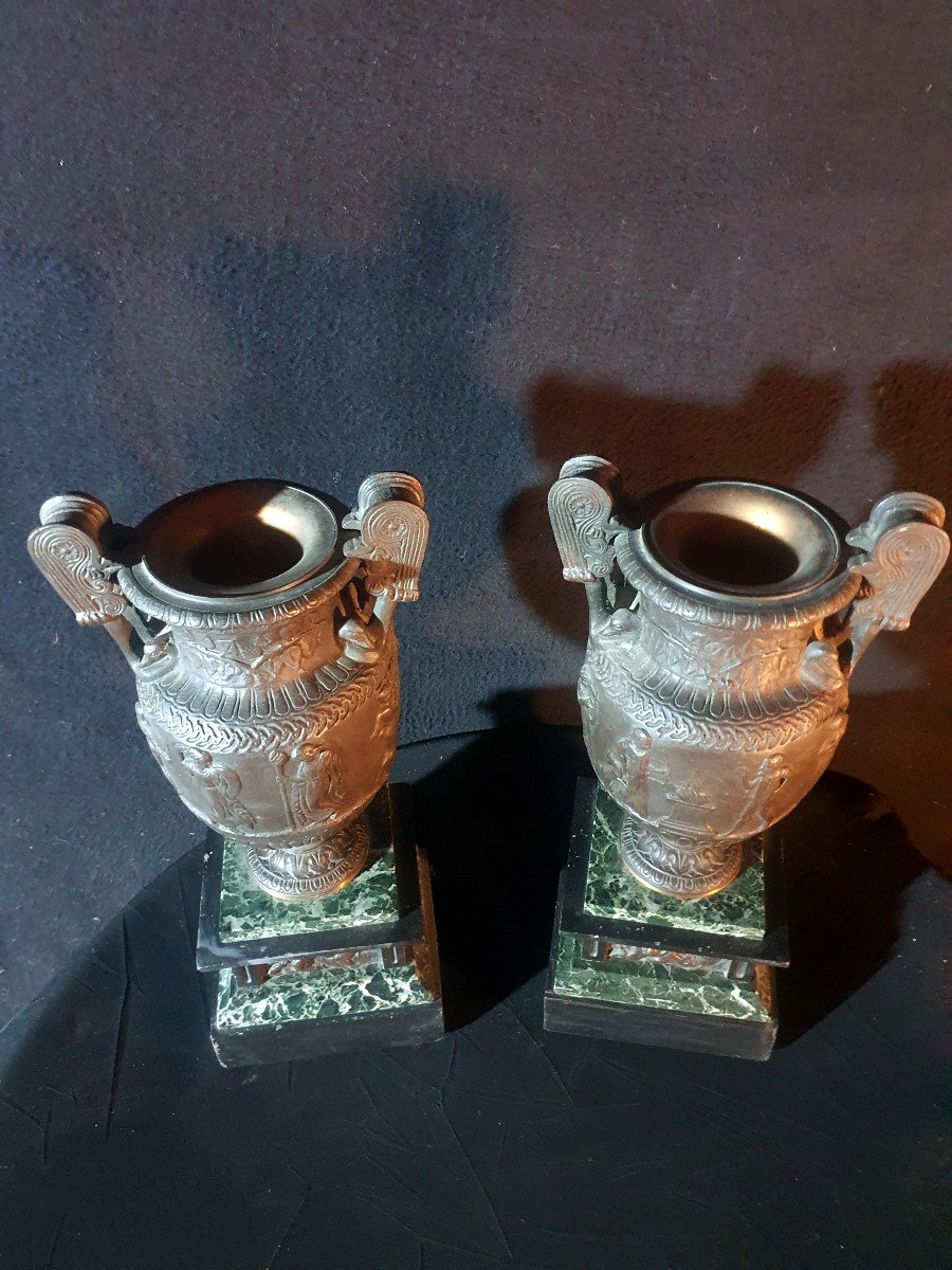 Pair Of Cassolettes Urns In Antique Style 19th Century. -photo-4