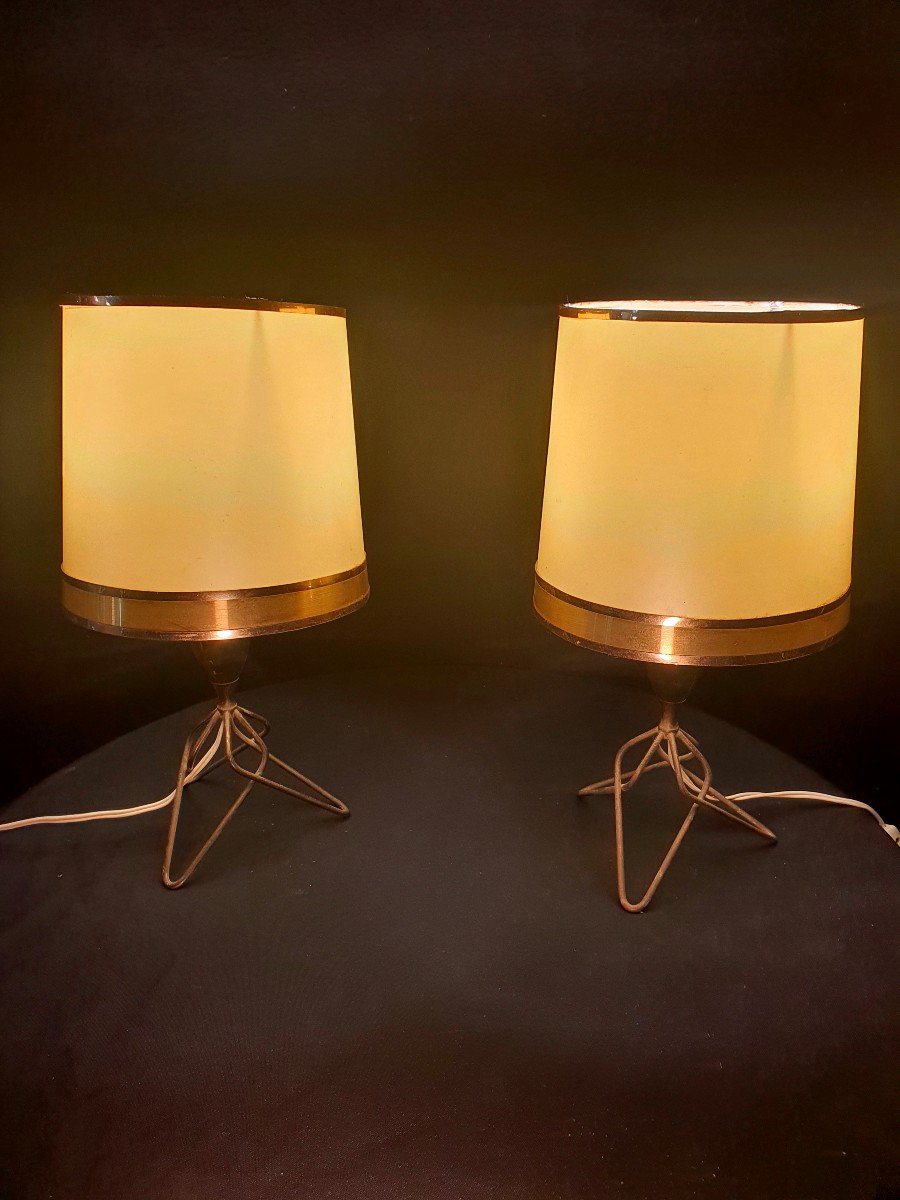 Paire De Lampes Vintage Esprit  Jean Royère.-photo-2