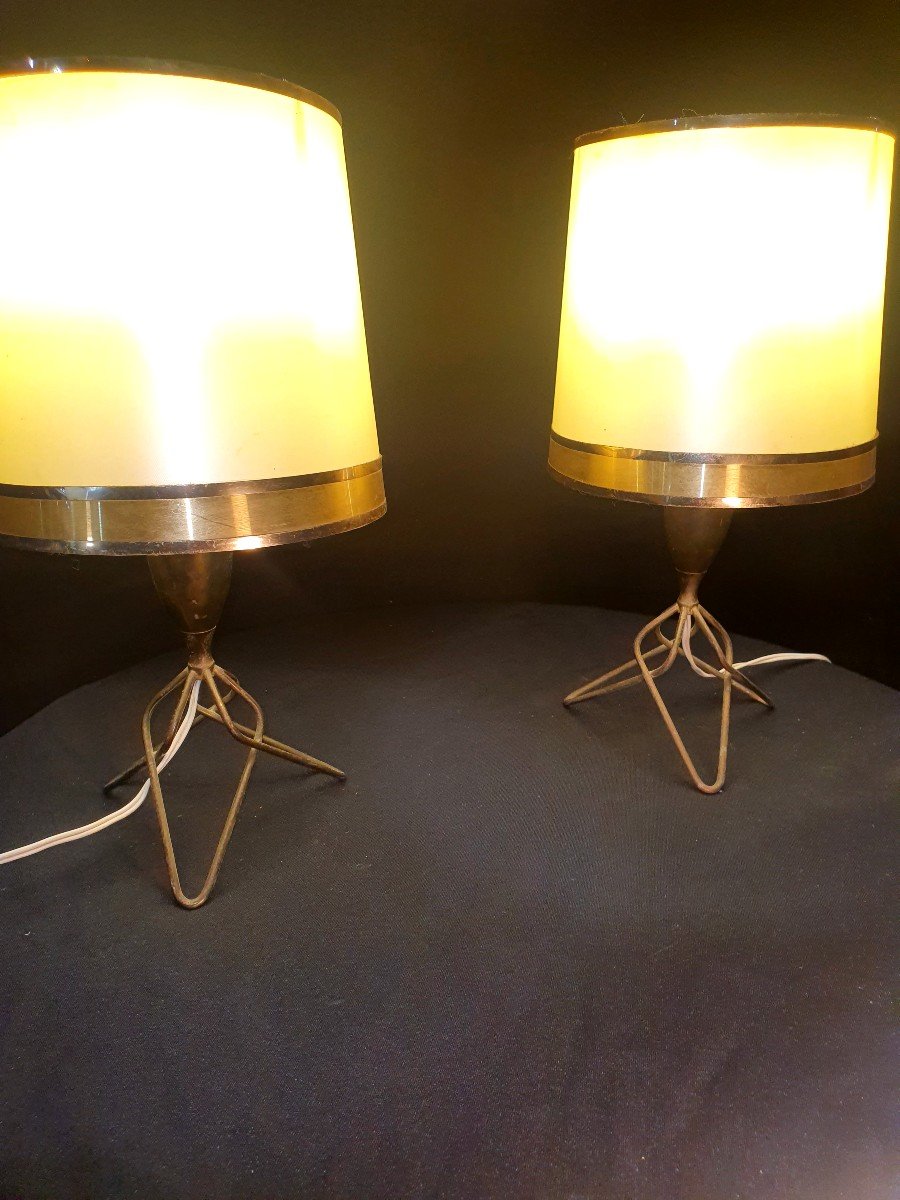 Paire De Lampes Vintage Esprit  Jean Royère.-photo-1