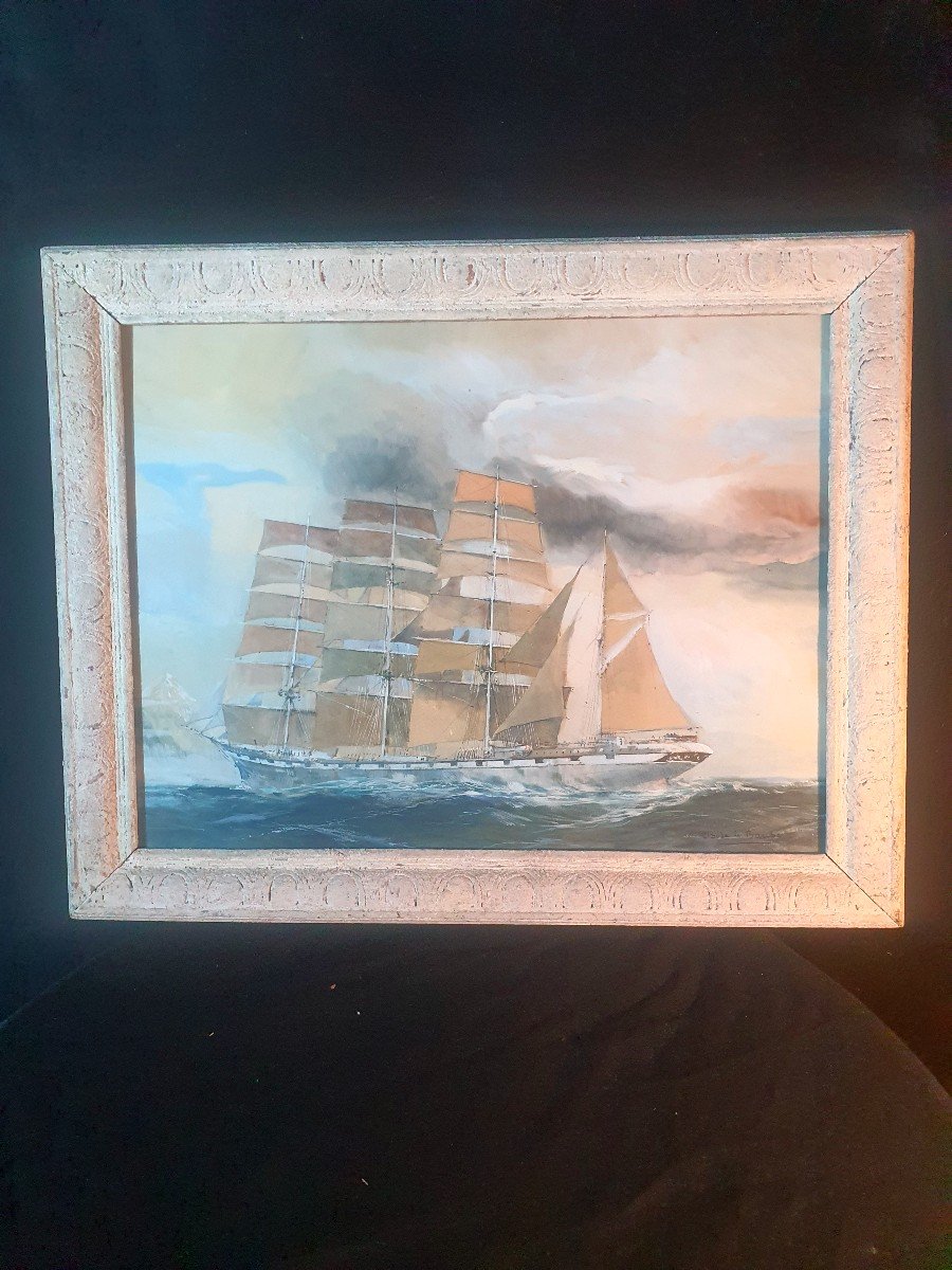 Marine Watercolor Painting, Claude Le Baube.