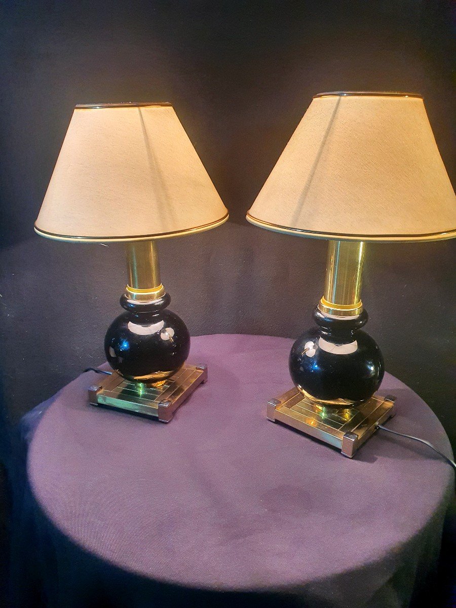 Pair Of Vintage Willy Rizzo Style Lamps. -photo-3