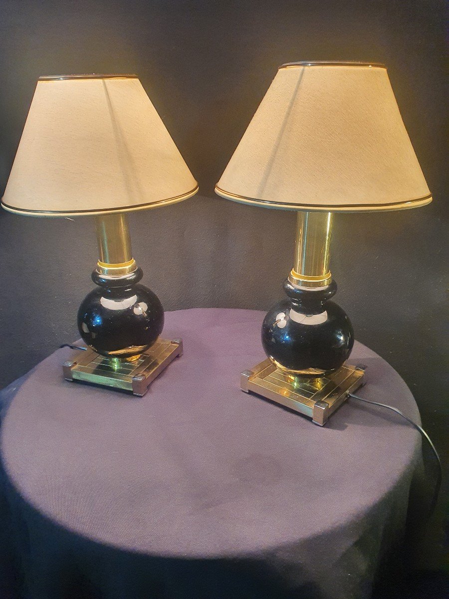 Pair Of Vintage Willy Rizzo Style Lamps. -photo-4