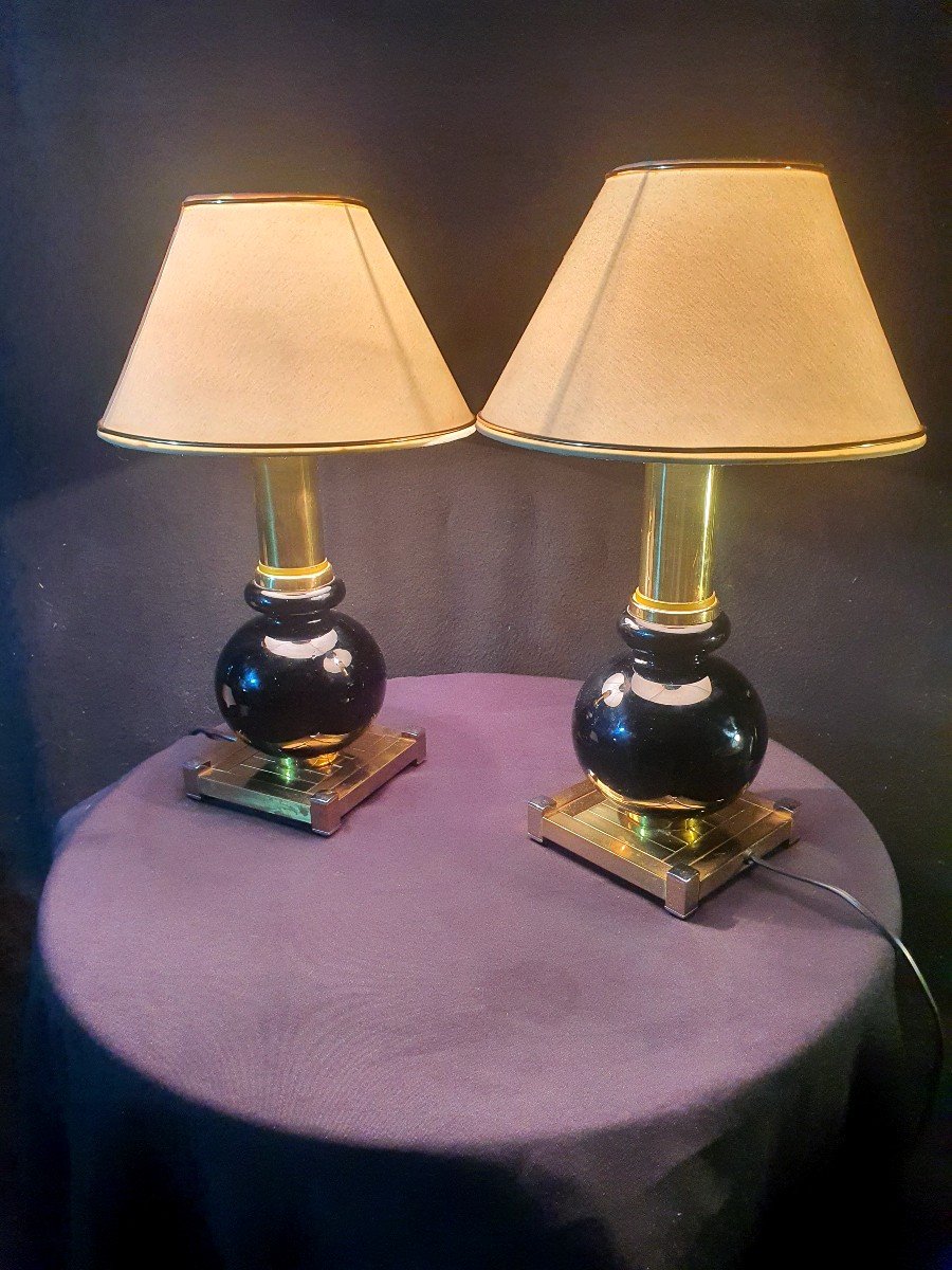 Pair Of Vintage Willy Rizzo Style Lamps. 