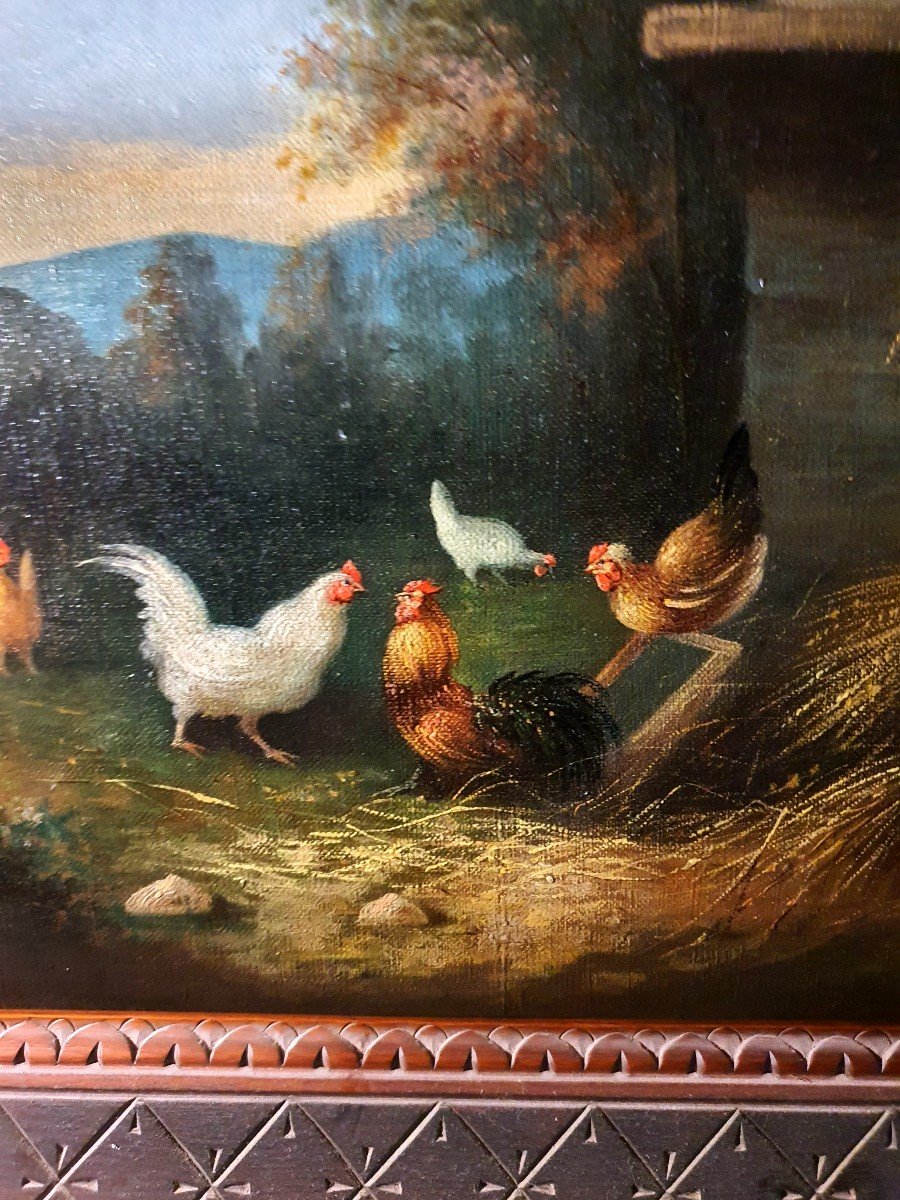 Farmyard Chickens Painting, Charles Jacques. -photo-4