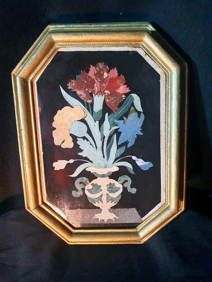 Flower Table Marble Marquetry, Pietra Dura Scagliole.-photo-2