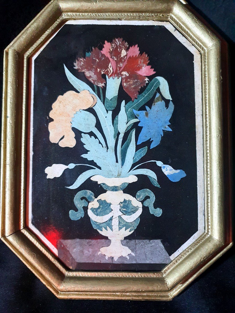 Flower Table Marble Marquetry, Pietra Dura Scagliole.-photo-3