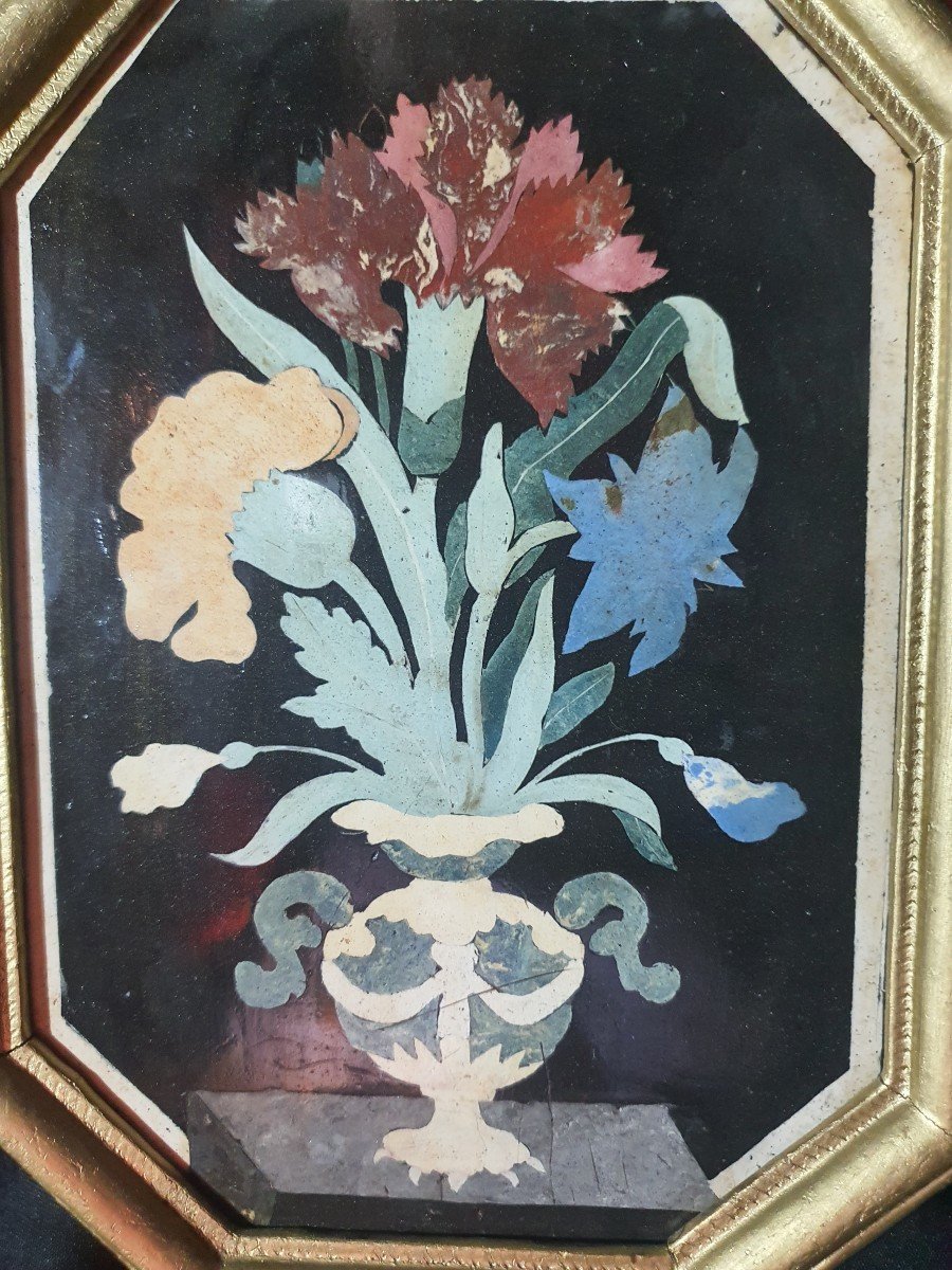 Flower Table Marble Marquetry, Pietra Dura Scagliole.-photo-2