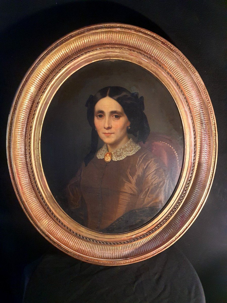 Tableau Portrait XIX Siècle, Jeune Femme Henry De Gray.-photo-3