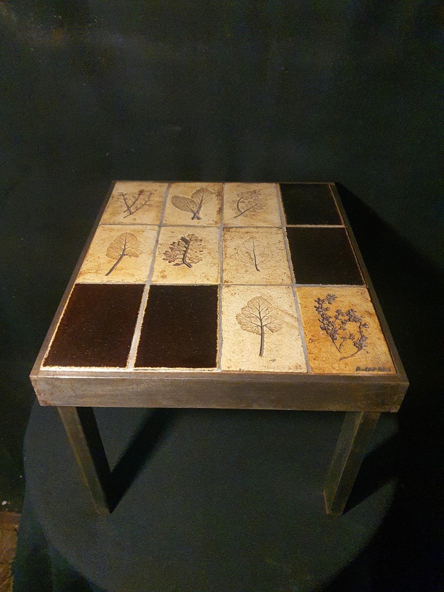 Roger Capron Metal And Ceramic Table. -photo-1