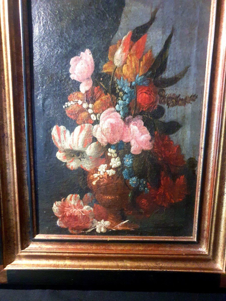 Tableau Fleurs XVIII Siècle, école Hollandaise. -photo-3