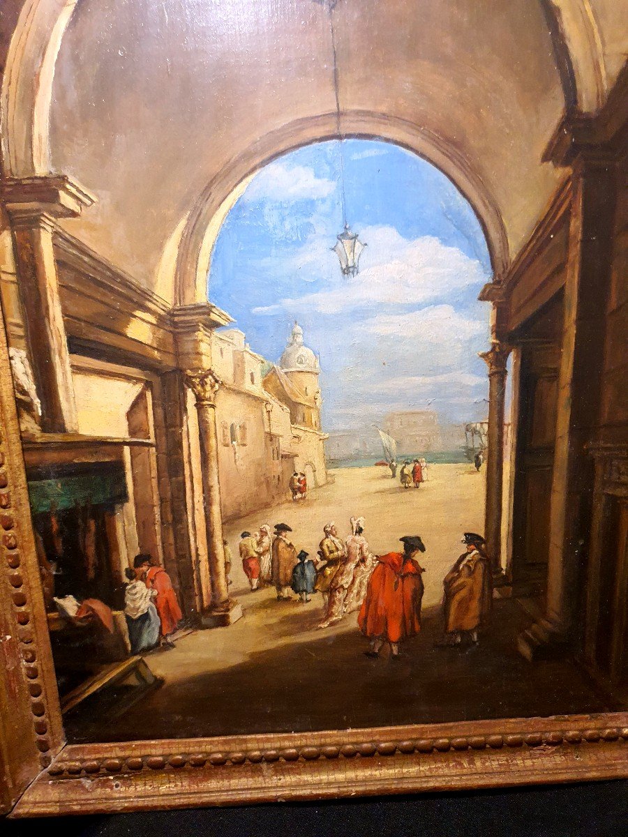 Pair Of Venice Paintings, F Guardi School, 18th Century.-photo-1