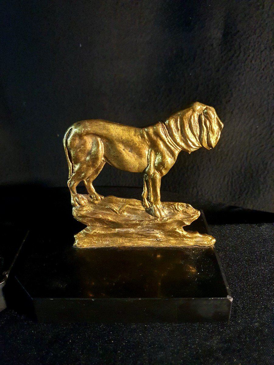 Bookends Pair Of Dogues Dogs Gilt Bronze, Art Deco -photo-3