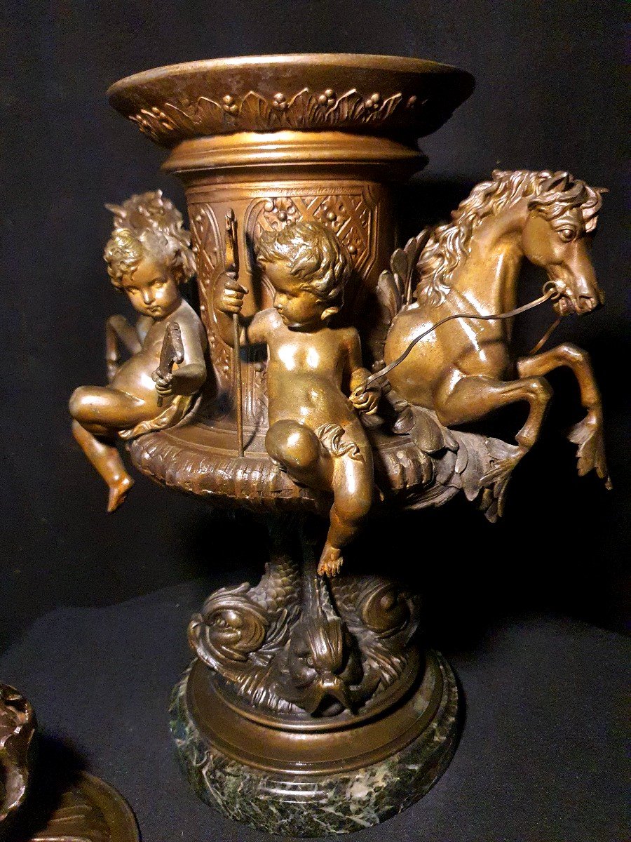 Vasque Coupe Napoléon III Putti Enfants Poseidon.-photo-3