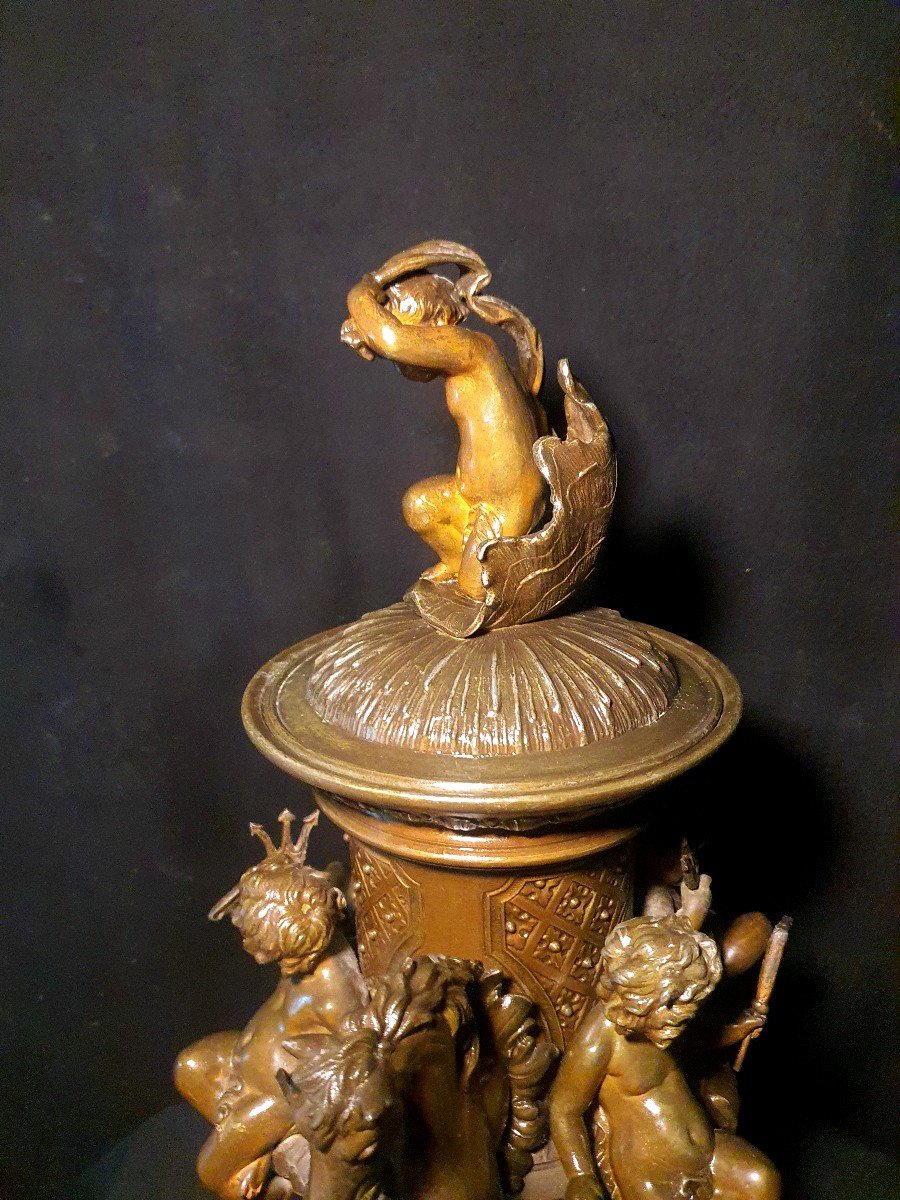 Basin Cup Napoleon III Putti Children Poseidon.-photo-3