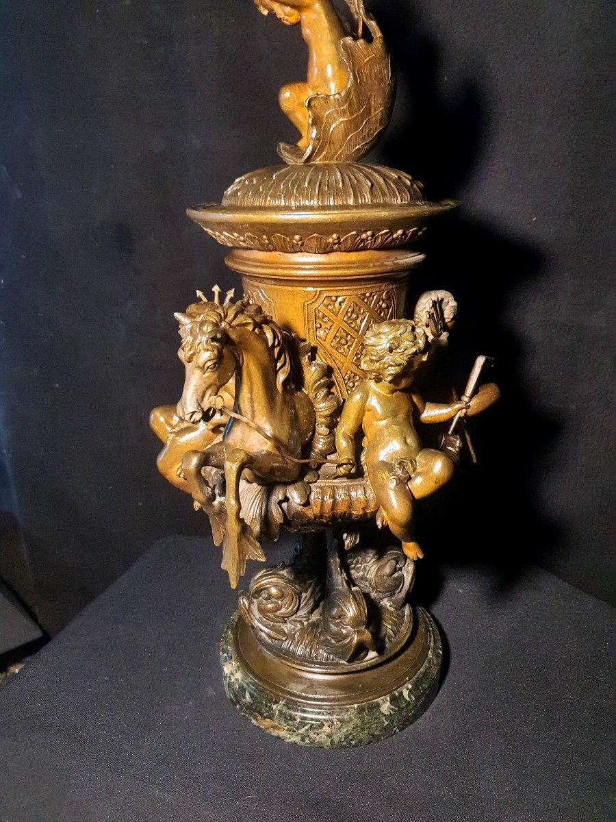 Vasque Coupe Napoléon III Putti Enfants Poseidon.-photo-4