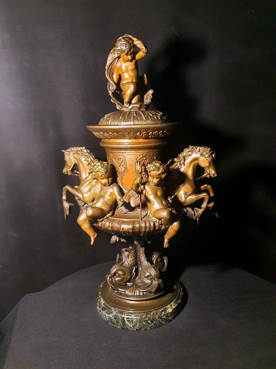 Vasque Coupe Napoléon III Putti Enfants Poseidon.