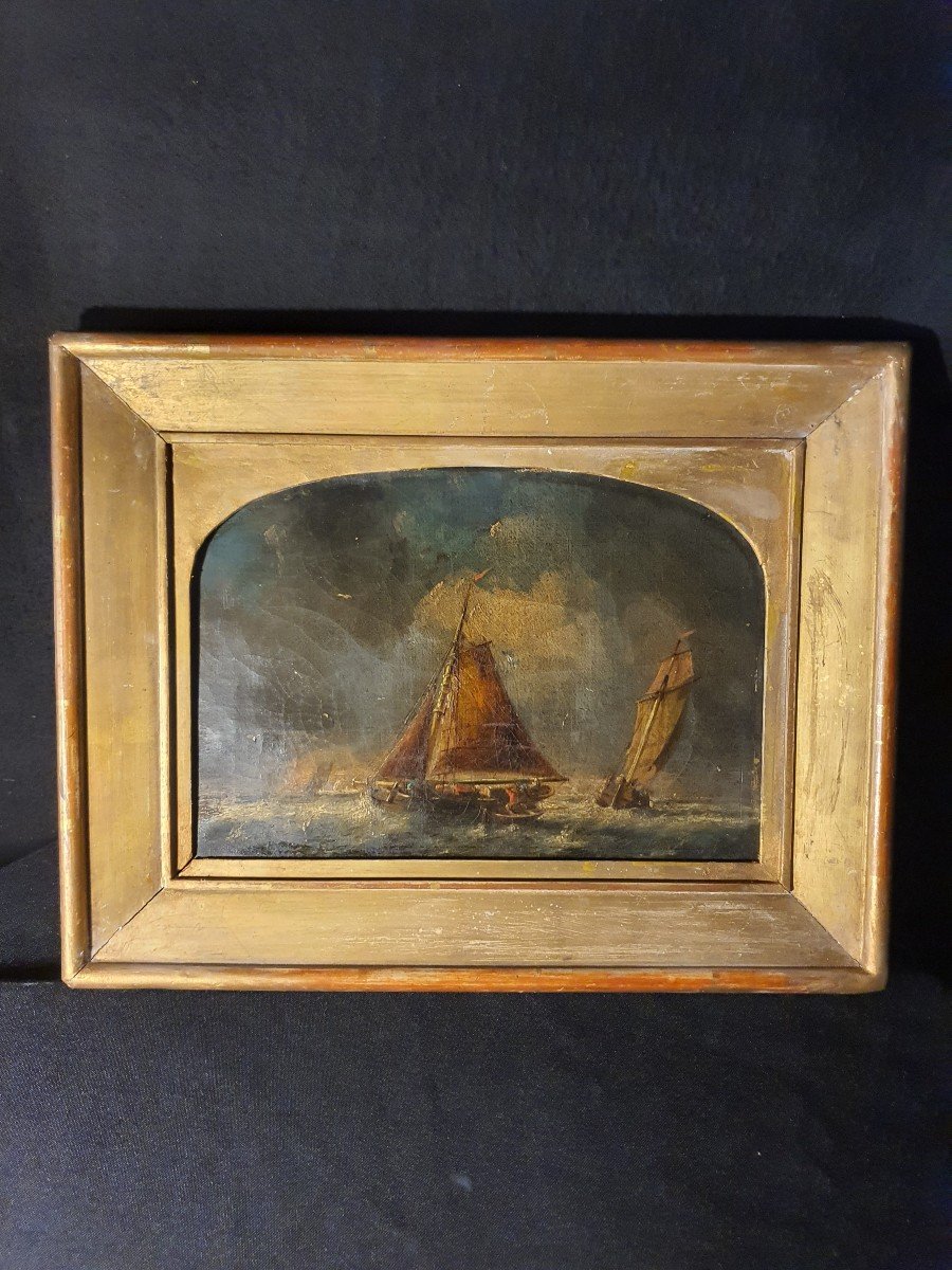 Tableau Marine époque Premier Empire.Ecole romantique. 