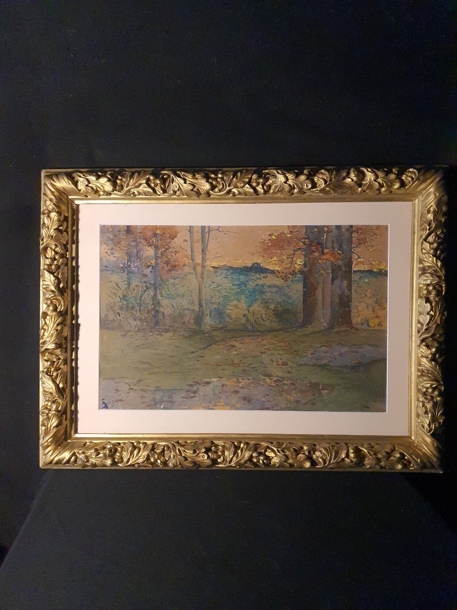 Landscape Painting, 19th Century, A Sauzay.-photo-2